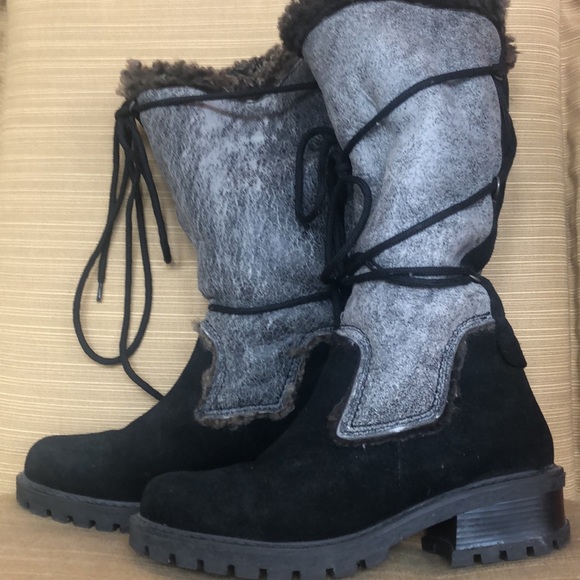 Barbo Like New Lace up Vintage Suede Winter boots Chunky Heel - Picture 2 of 6